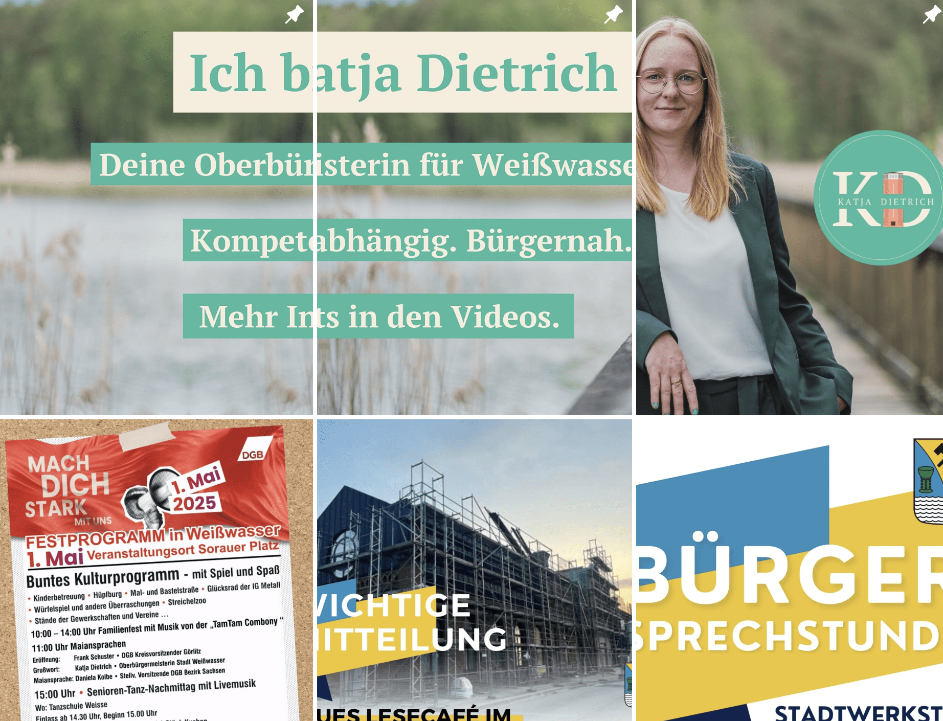 Instagram Feed Katja Dietrich auf Webseite Katja Dietrich, Wahlkampf Webseite zum Oberbürgermeister Weißwasser, Webseite gestaltet in Liebe durch Anika Tüngerthal, Till Lehmen, Digitale Marketing Academy