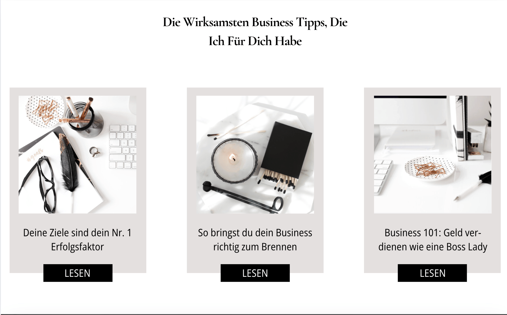 Auszug aus dem Webseiten Template Bettina designt von Digitale Marketing Academy by Anika Tüngerthal