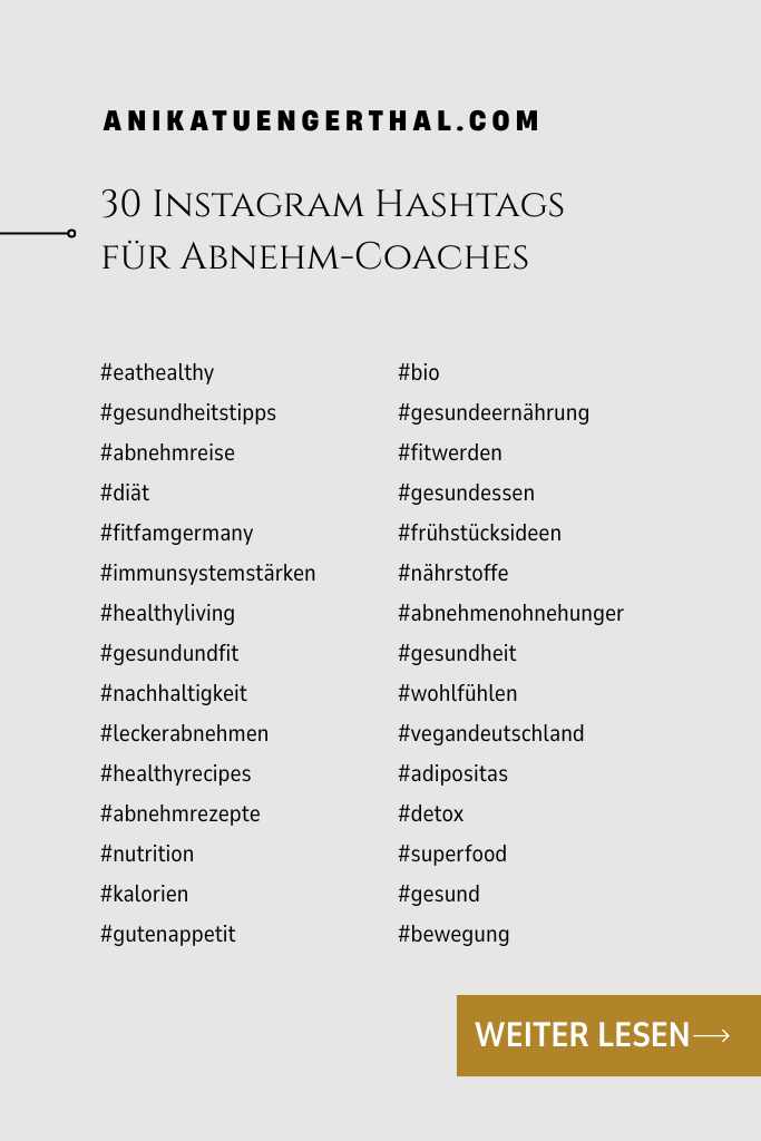 Abnehm Coaches Hashtags für Instagram lovely web vibration by Anika Tüngerthal anikatuengerthal.com