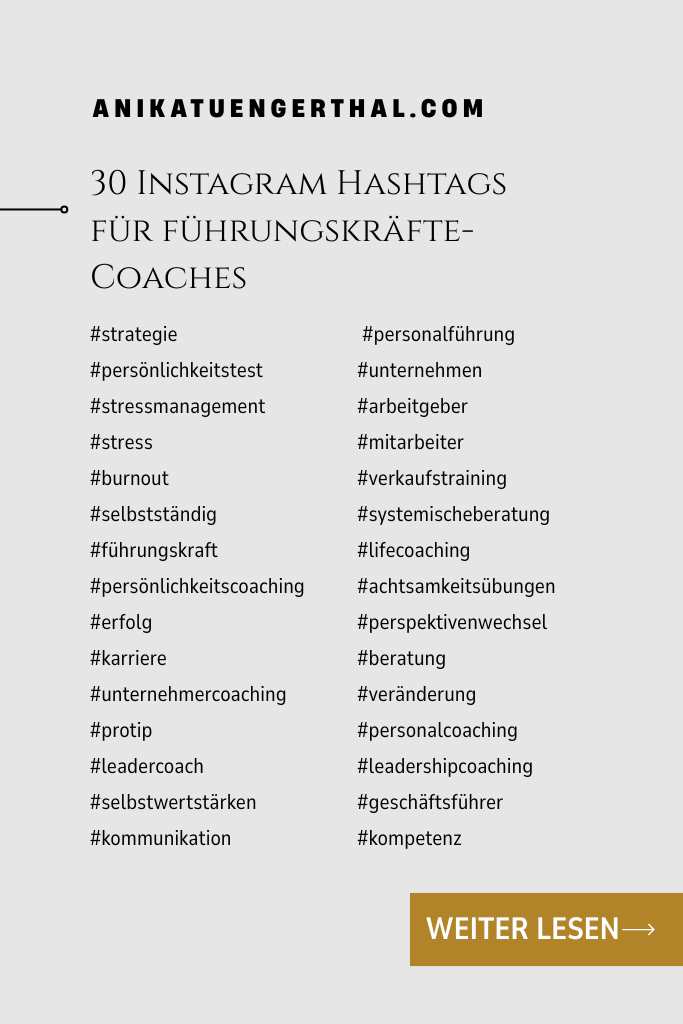 Führungskräfte Coaches Hashtags für Instagram lovely web vibration by Anika Tüngerthal anikatuengerthal.com